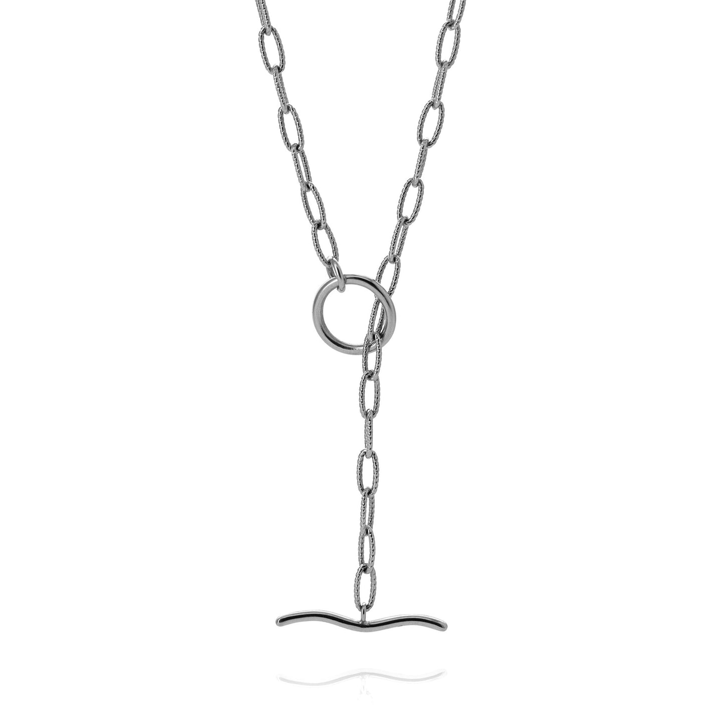 Wave T Bar Necklace - Recycled Silver