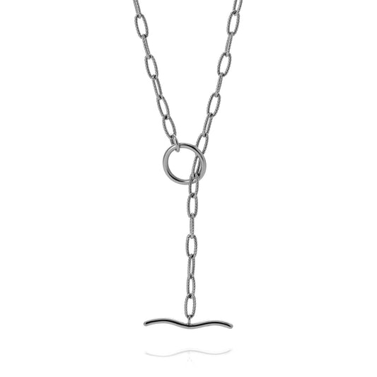 Wave T Bar Necklace - Recycled Silver