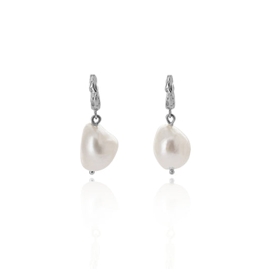 Pearl Drop Earrings - Recycled Silver