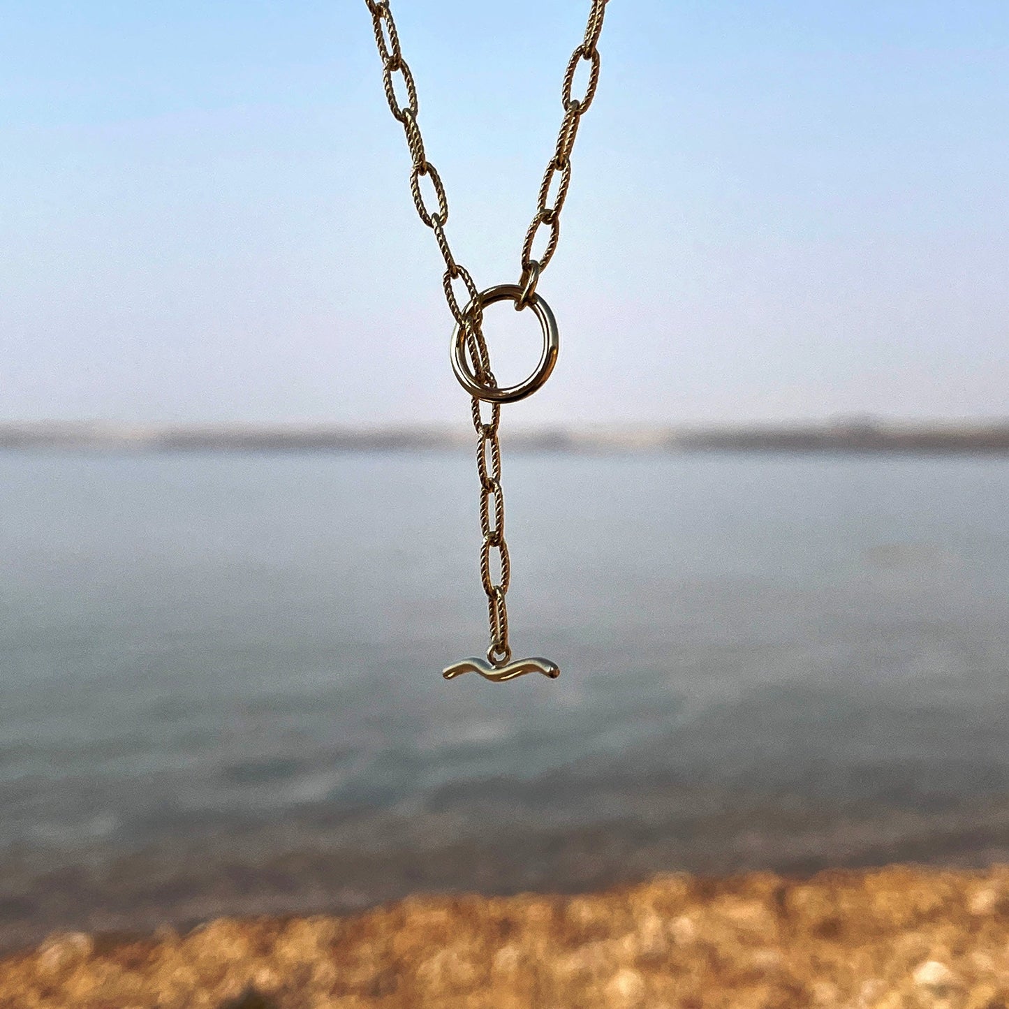 Wave T Bar Necklace - Recycled Silver