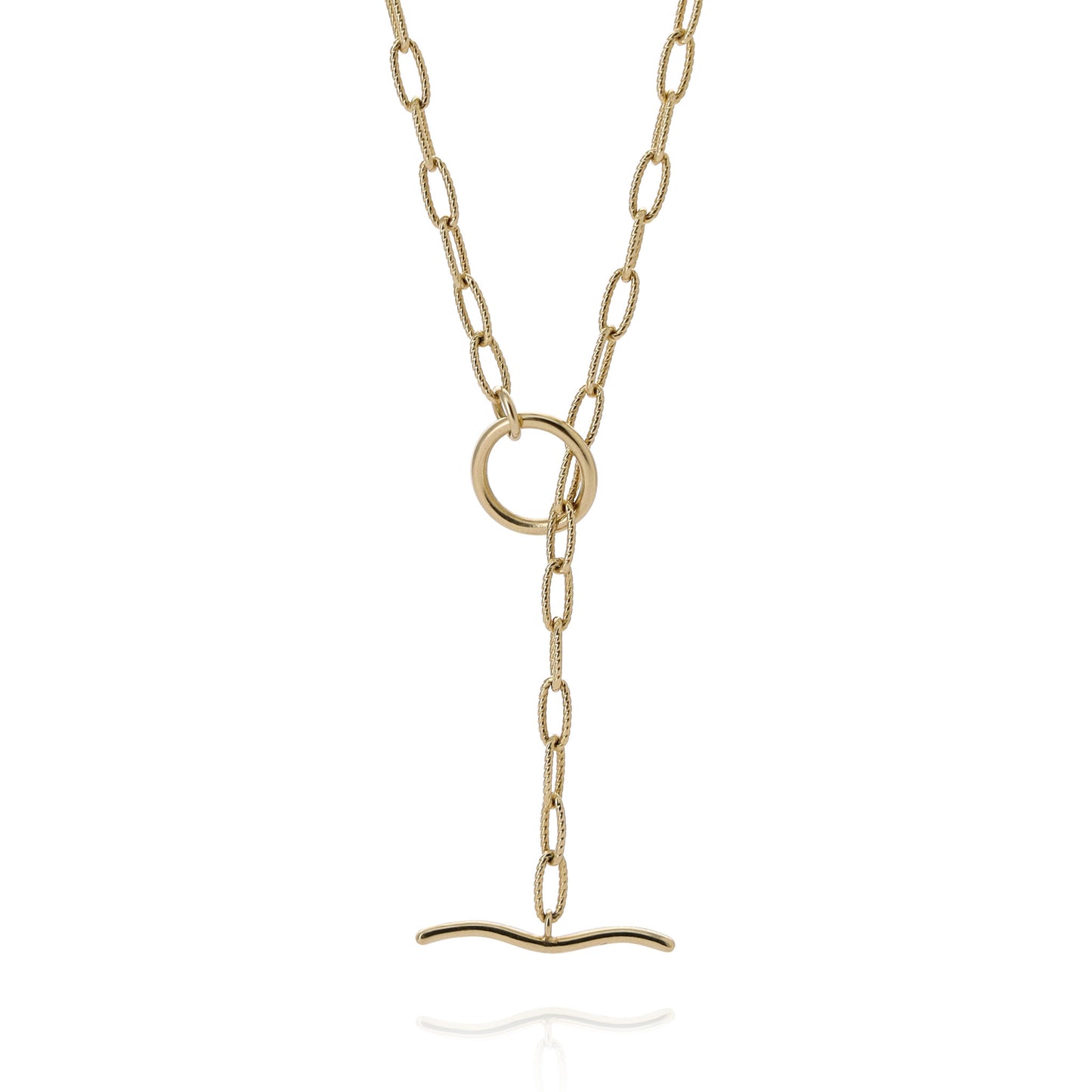 Wave T Bar Necklace - Gold Vermeil