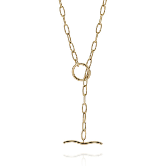 Wave T Bar Necklace - Gold Vermeil