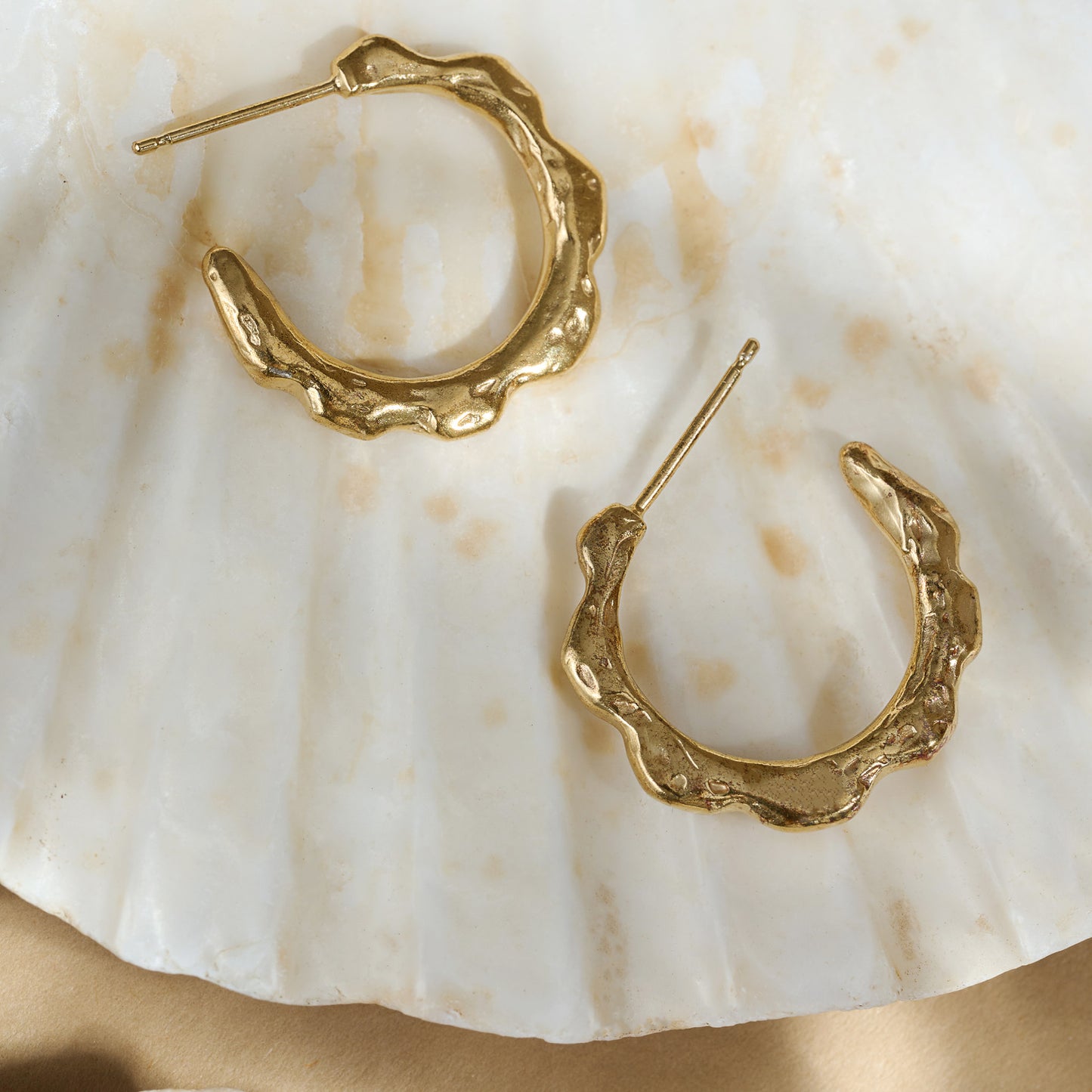 Coral Hoop Earrings - Gold Vermeil