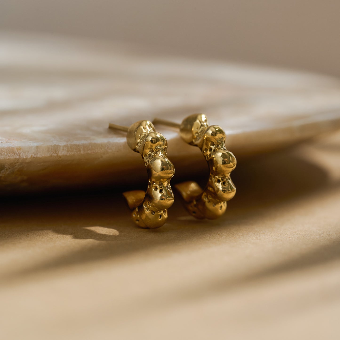 Coral Huggie Earrings - Gold Vermeil