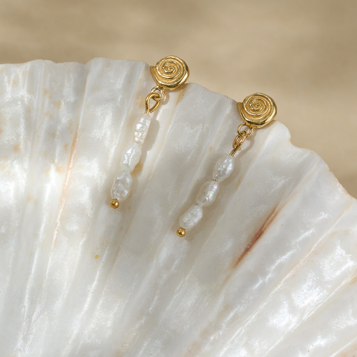 Labyrinth Pearl Drop Earrings - Gold Vermeil