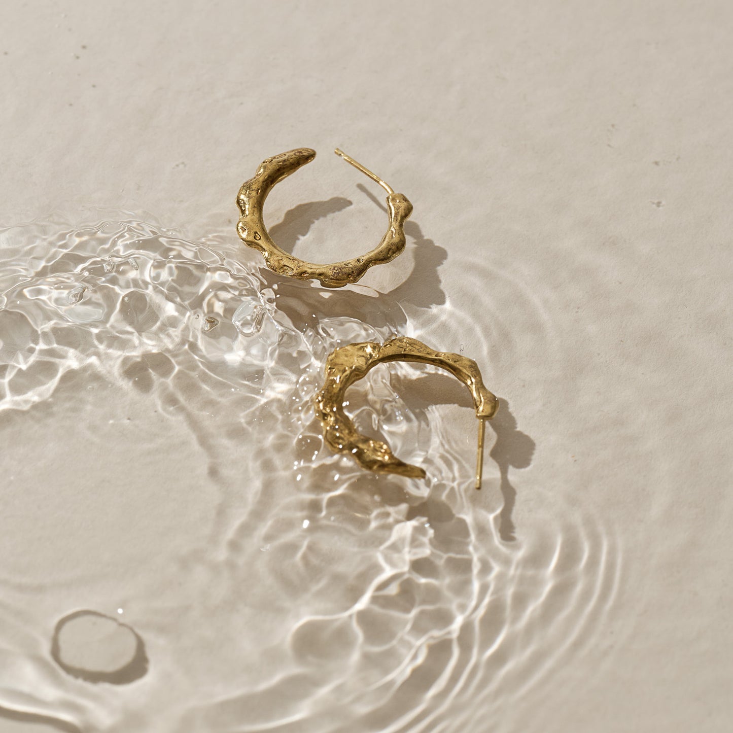 Coral Hoop Earrings - Gold Vermeil