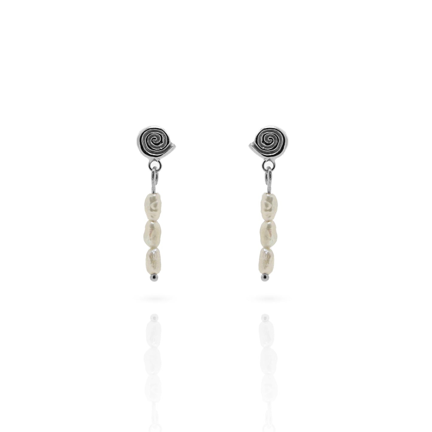 Labyrinth Pearl Drop Earrings - Recycled Silver