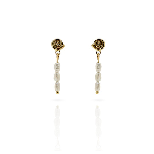 Labyrinth Pearl Drop Earrings - Gold Vermeil